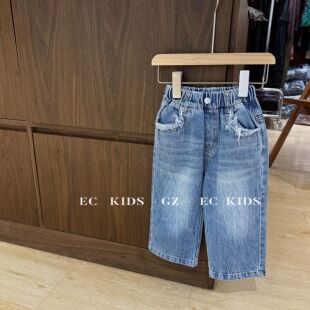 尔菲梵EC潮牌男秋天季款小童装简约百搭洗水直筒牛仔裤