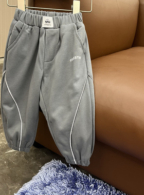 尔菲梵EC潮牌男冬天季款加厚里布小童装洋气反光条运动卫裤长裤