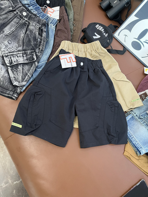 EC潮牌EFF夏天季款男中大童工装口袋5五分短中宽松柔软纯棉裤子