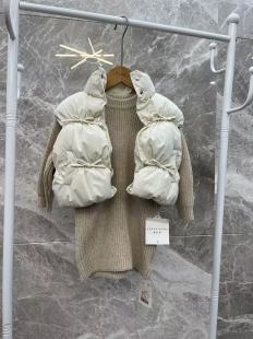 一豆一町冬天季款女小童装厚款抗起球针织打底直筒中长款连衣裙