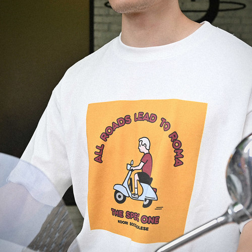 酷锐足球x有痣青年联名T恤条条大路通罗马全棉重磅T恤KRTEE-008白