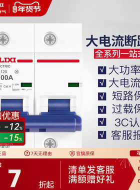 德力西断路器大电流大功率家用过载电闸1P2P3P 100A空气开关 空开