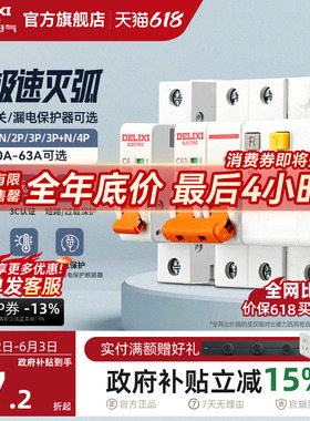 德力西空气开关断路器家用漏电保护器2P63a电闸总空开带漏电保护
