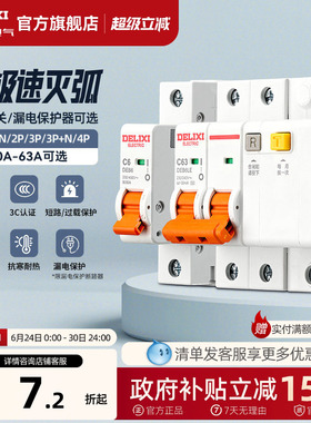 德力西空气开关断路器家用漏电保护器2P63a电闸总空开带漏电保护
