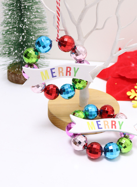 圣诞节装饰彩色球挂环红色小靴子银色铃铛串灰色无脸娃娃挂饰装饰