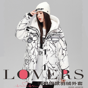 工装羽绒服女中长款情侣装户外冬季外套男女同款新款冬装男潮流款