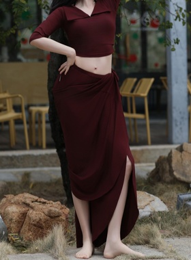 纪小白【经纬.地幔阔腿裤】紧密莫代尔肚皮舞瑜伽古典舞练功裤