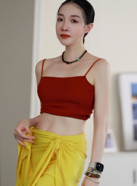 纪小白开叉长裙半身裙抽褶显瘦弹力时尚女士高腰自带打底裤肚皮舞