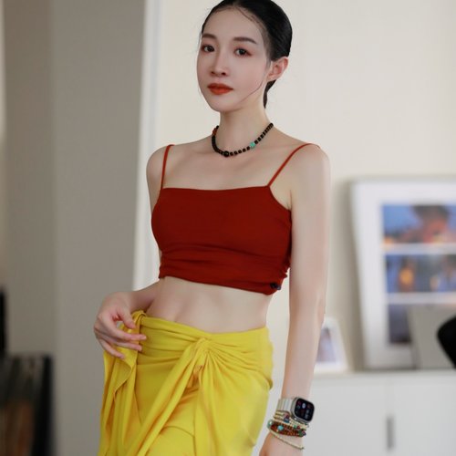 纪小白开叉半身裙抽褶显瘦弹力新