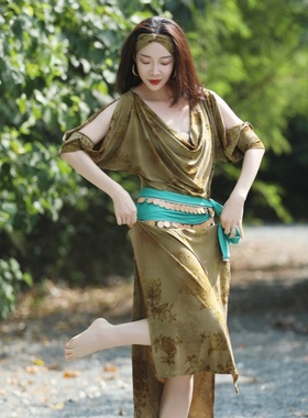 纪小白【尼罗月痕袍】肚皮舞东方舞民俗袍子套装练功服秋冬轻奢