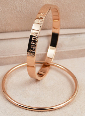 love双环玫瑰金钛钢不掉色手环