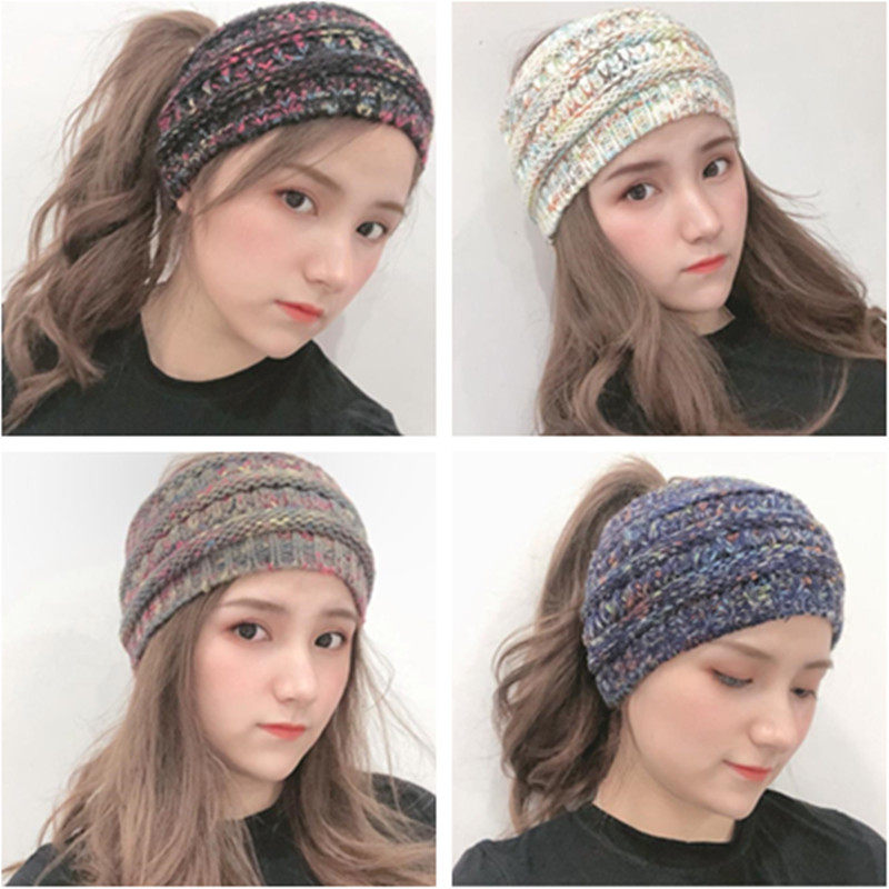 毛线帽子女包头漏顶保暖秋冬护耳