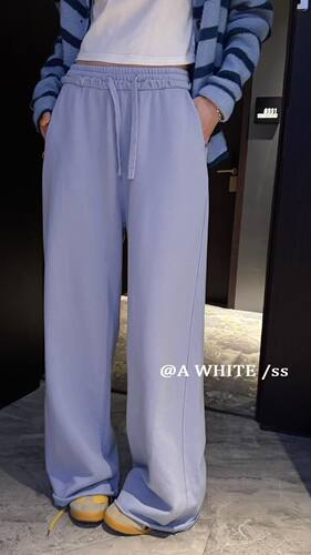 2026春季新款韩版毛圈卫裤直筒休闲裤运动气质显瘦净版阔腿裤女潮