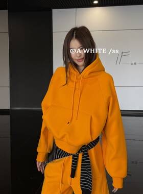 2026冬季新款韩版百搭休闲女连帽字母加绒宽松显瘦长袖卫衣外套潮