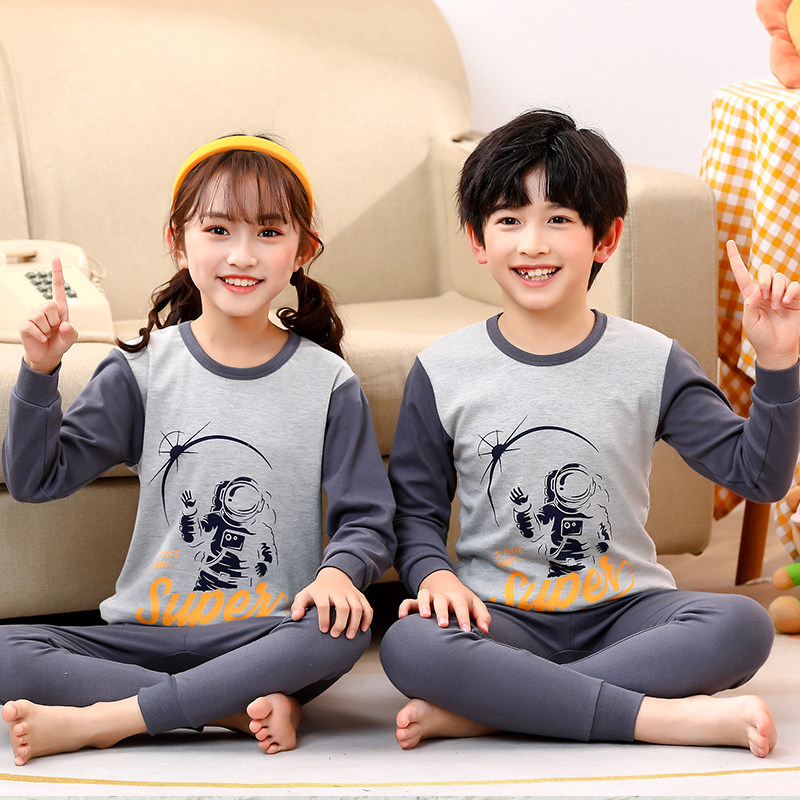 Spring, autumn and winter children's pajamas, pure cotton boys' thin children's clothing, girls' home wear, boys' all-cotton baby and children's pajamas thumbnail 7