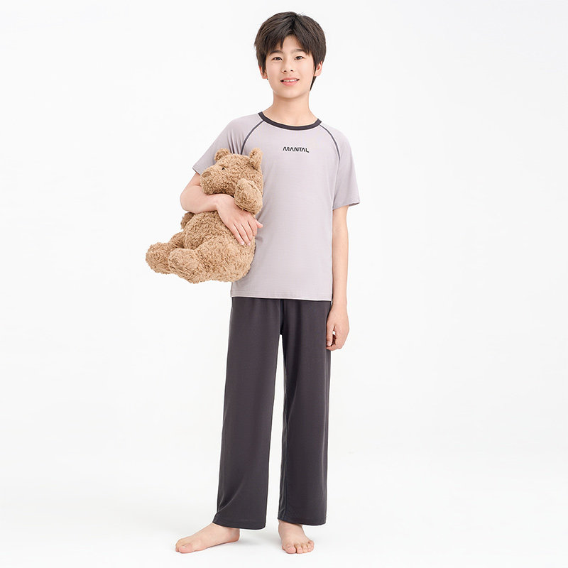 儿童睡衣男孩短袖家居服夏季外穿薄款中大童女童莱赛尔空调服套装