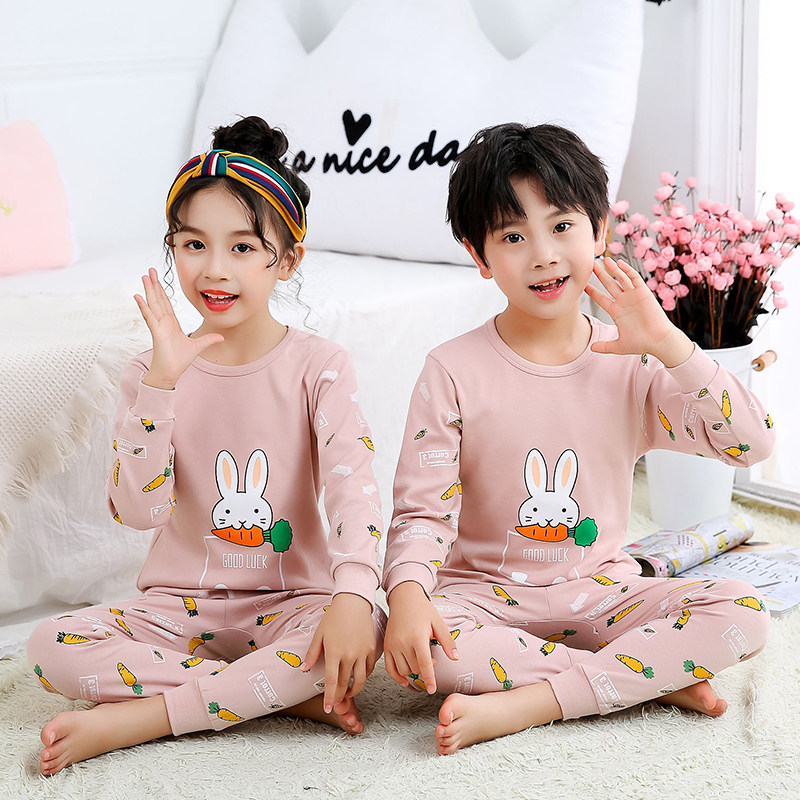 Spring, autumn and winter children's pajamas, pure cotton boys' thin children's clothing, girls' home wear, boys' all-cotton baby and children's pajamas thumbnail 3