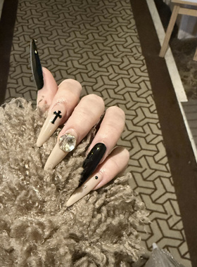 【信仰3】纯手工穿戴甲十字架辣妹风美甲显白简约中长尖款高级感