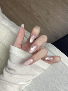 手工穿戴甲五角星星显白美甲猫眼秋冬款 2025新款 甜美 皮粉樱桃