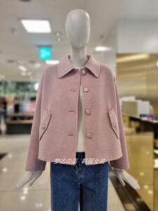 3P07cc四色冬短款双面手缝羊毛外套 polo领一排系扣宽松版型
