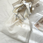 肌理感褶皱波点单肩包清新百搭帆布包女可调节系带布袋购物袋