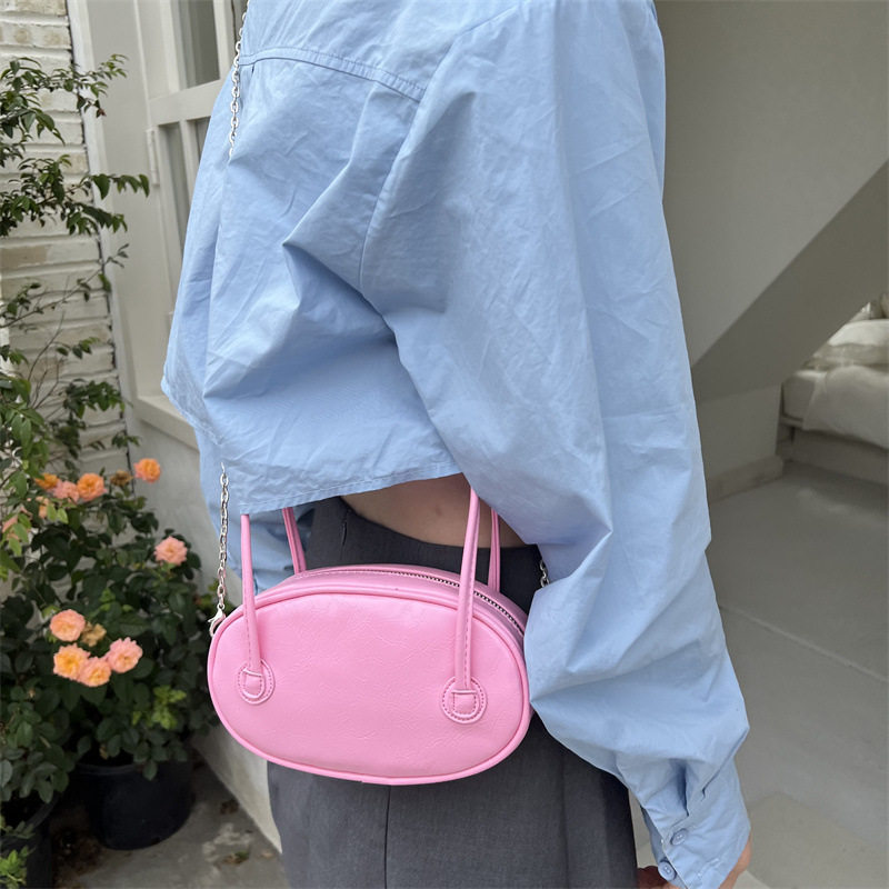 韩版包包女包小众单肩链条椭圆包简约春夏手提包高级时尚手机包包