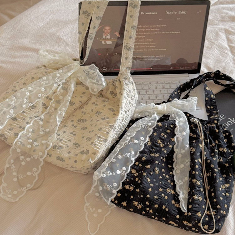 韩系小众碎花帆布包女2025新款大容量休闲通勤单肩斜挎包