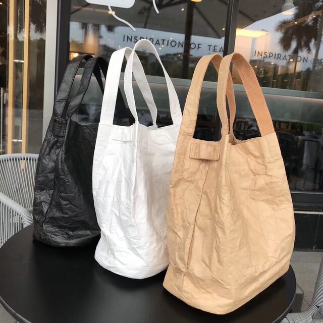 包包女包新款日系韩国水洗牛皮纸单肩斜跨女包手提水桶包ins风