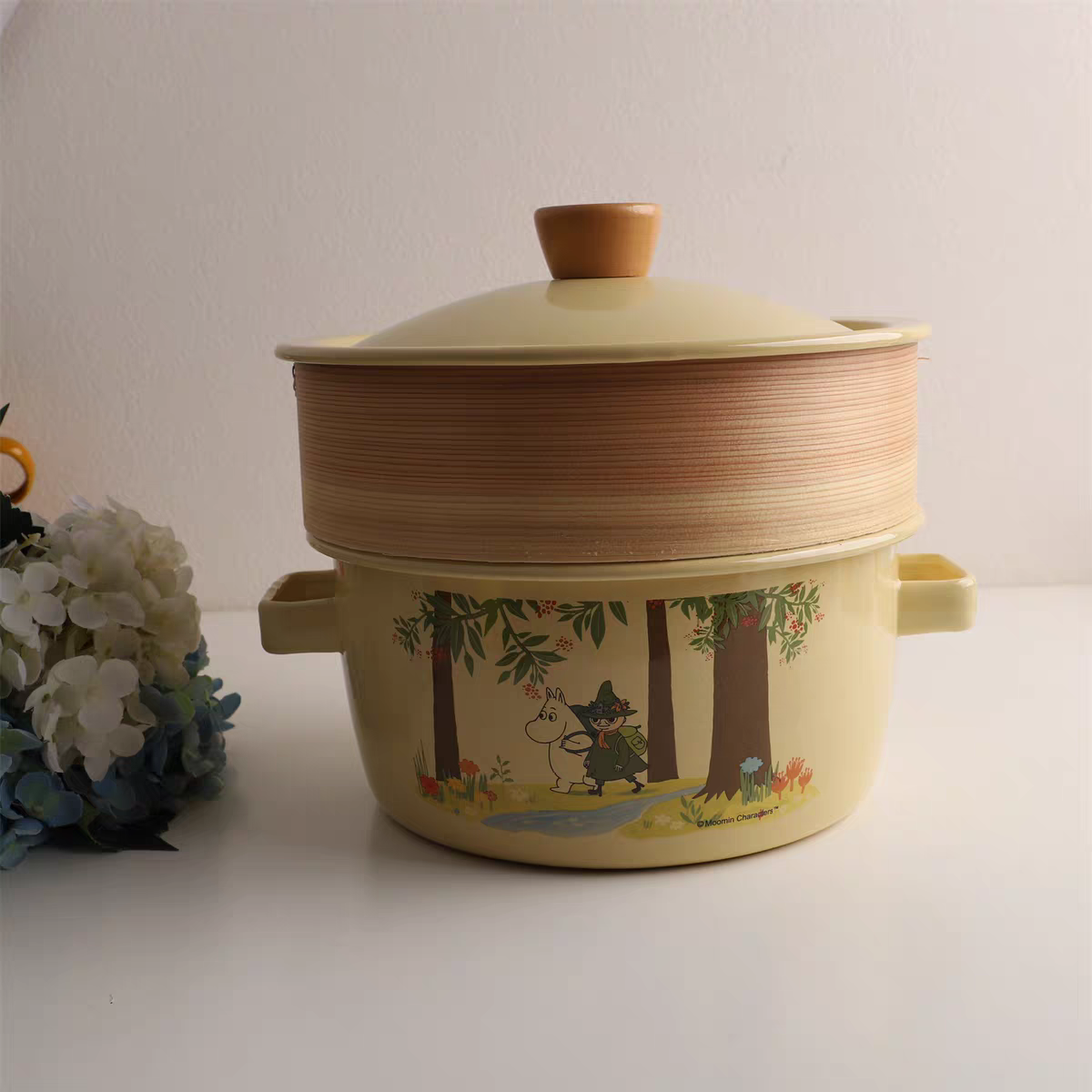搪瓷印象 芬兰muurla姆明汤锅moomin加厚带蒸笼珐琅炖锅双耳锅