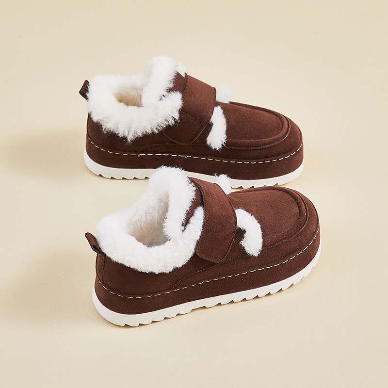 2025冬季新款魔术贴乐福鞋女加绒厚底加厚保暖毛毛鞋舒适百搭棉鞋,女鞋,棉鞋,淘宝优惠券,粉丝福利购,淘宝优惠卷