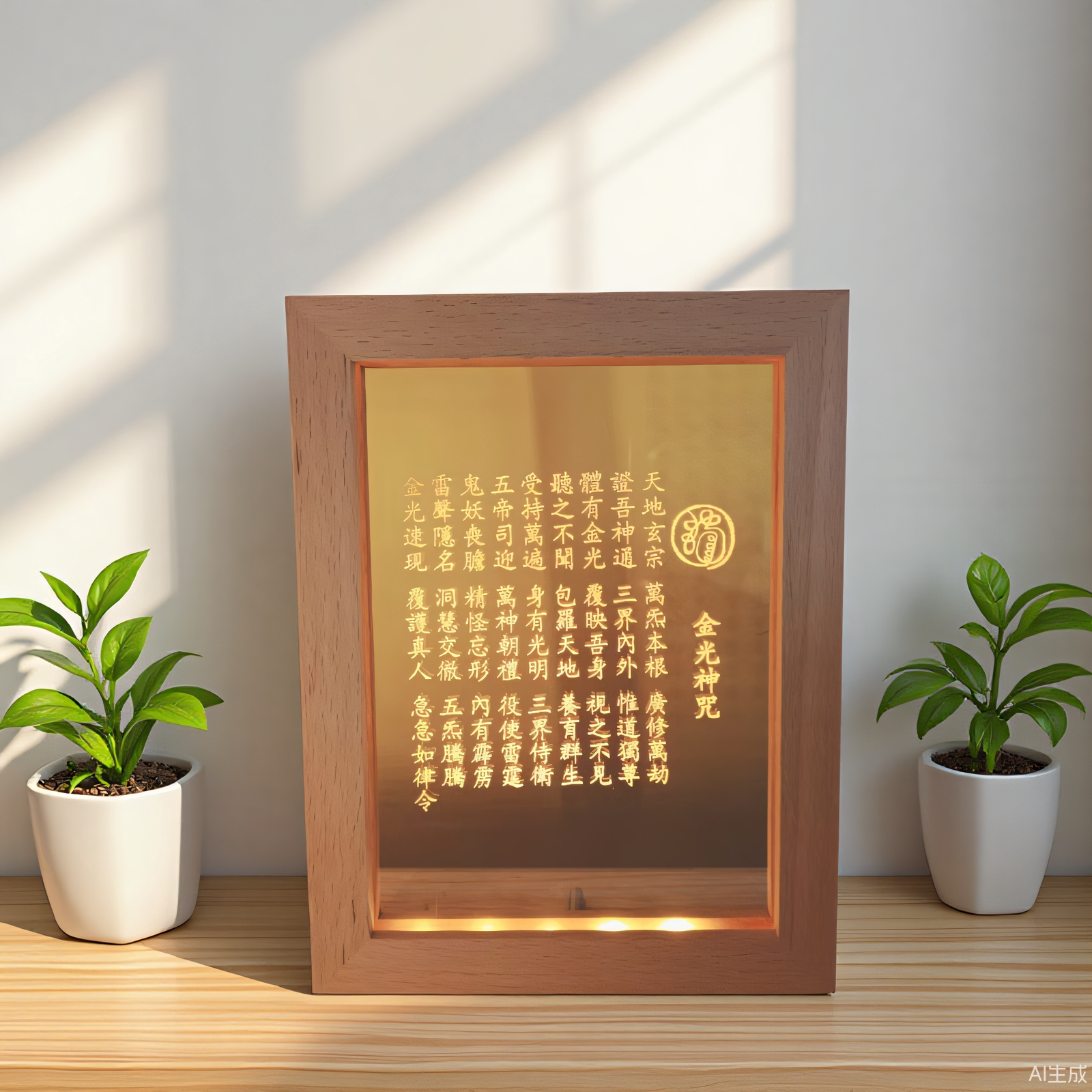 金光神咒摆件灯精雕实木USBLED夜灯展灯传统文化精髓图片