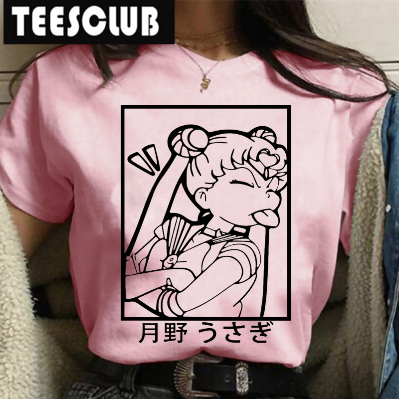 Sailor Moon Pink T Shirt日本动漫美少女战士周边夏季短袖T恤