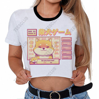 Shiba Inu Cute Dog Crop Tops 可爱卡通柴犬印花欧美网露脐T恤