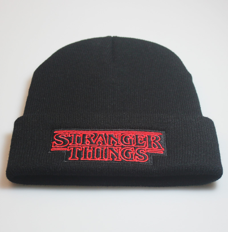 Stranger Things Beanie Hat Black Knit Cap Embroidered Hatsin the Accessories/Leather belt/Hat/Muffler , Hat  category - from Buy2taobao.com to provide professional Taobao agent buy service