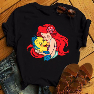 甜美短袖 Mermaids 卡通美人鱼公主T恤女夏季 Princess 体恤 Tshirt