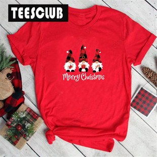 shirt Merry Christmas 卡通可爱小矮人圣诞老人印花圣诞T恤女