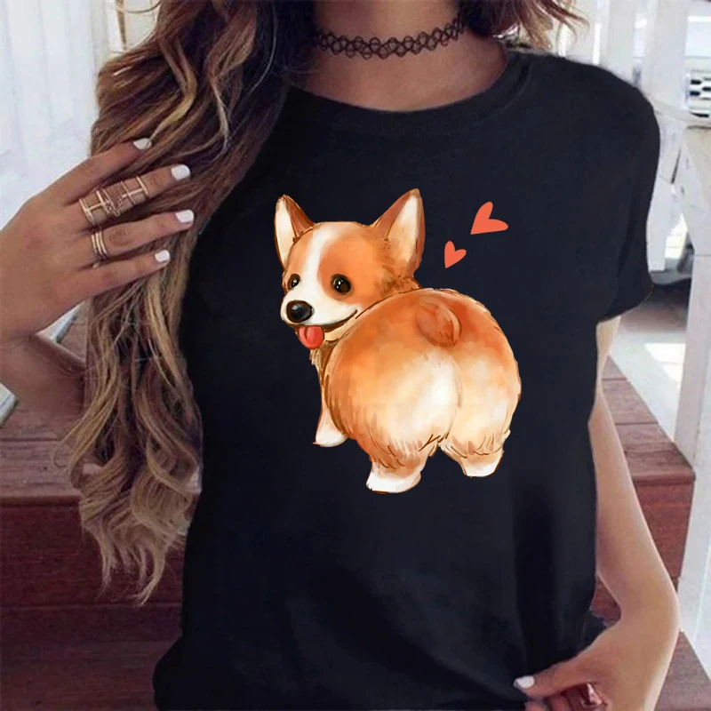 Cute Corgis T shirt 超火卡通柯基犬T恤夏季热卖男女士短袖T恤