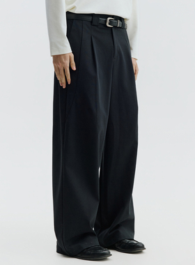 SOMENUM森林 26SS「夏日冰感通勤风」针织罗马棉宽松直筒纯色西裤