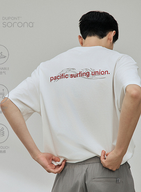 SOMENUM森林 25SS 冰感索罗娜男女夏宽松手绘海浪印花运动短袖T恤