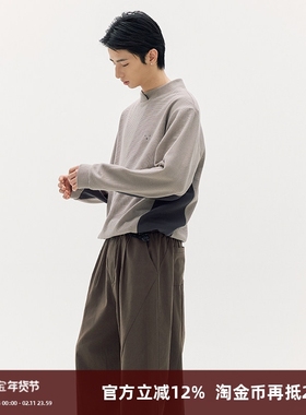 SOMENUM森林 25SS 男女百搭撞色中性华夫格机能混合型面料长袖T恤