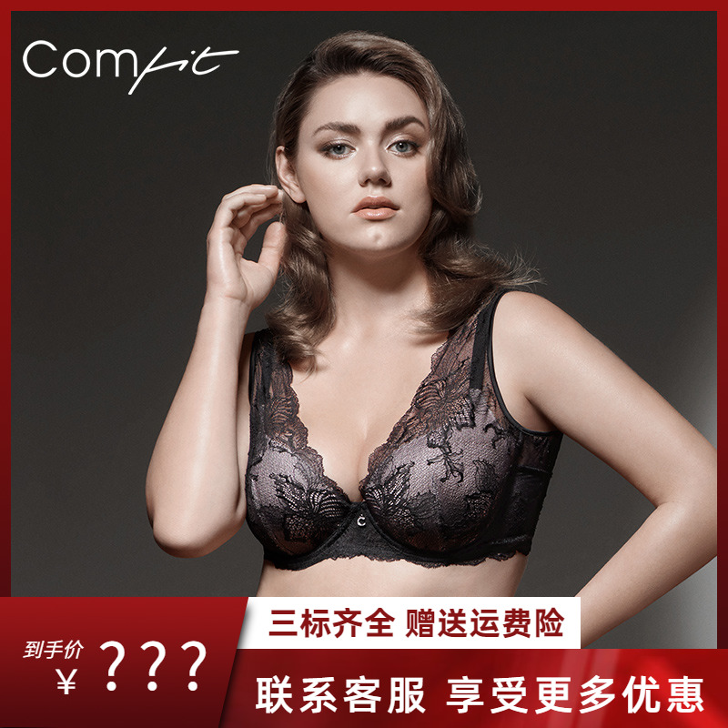 安莉芳旗下Comfit女士内衣深V蕾丝大胸显小性感大码文胸CB0921