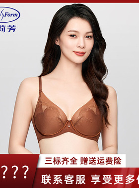 【玫瑰杯】安莉芳新品蕾丝网纱文胸女士大胸显小薄款内衣EB00914