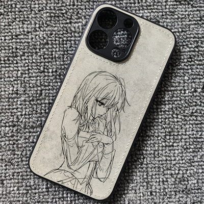 MYGO三角初华线稿手绘布纹手机壳适用iphone16苹果17华为mate70荣耀WINRT小米17红米K80一加15iqoo13findx9