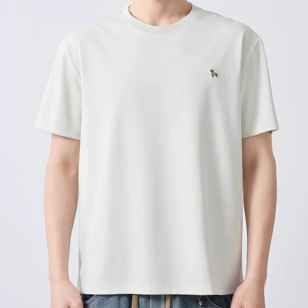 男装通勤小马刺绣短袖男2026春夏新款圆领男士t恤夏装简约上衣