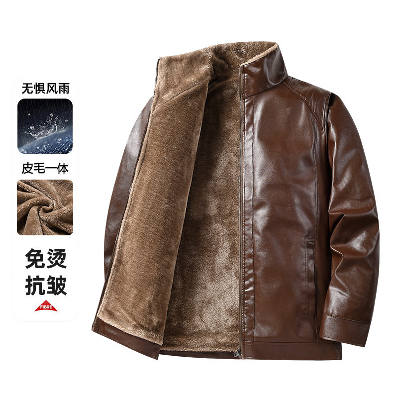 彬纳利2026秋季跨境新款男士立领纯色皮衣休闲上衣男装百搭防风