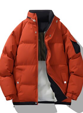 彬纳利2026 高品质潮牌立领棉衣男宽松羽绒棉外套保暖加厚情侣假