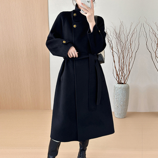 中长款 黑色赫本风双面羊绒大衣2025秋冬新款 毛呢外套女 cold敌