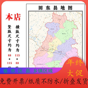 田东县折叠地图1.15m广西省百色市入户门装饰画进门客厅走廊贴画