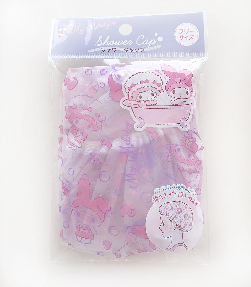3  JAPAN DAISO CARD KITTY TWIN STAR MELODY ECO-FRIENDLY KUROMI ADULT WATERPROOF SHOWER CAP BATH