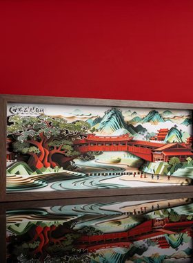 山城文创丨原创浙南闽东非遗廊桥3D剪纸相框摆件商务送礼可定